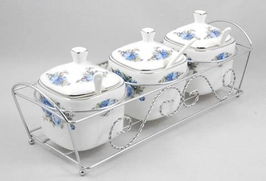 紅牡丹骨瓷調(diào)味罐三件套 廚房里的藝術(shù)與實(shí)用之美